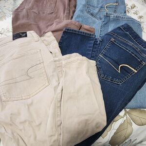 Women's Skinny Jeans in Cream, Blue, and Brown